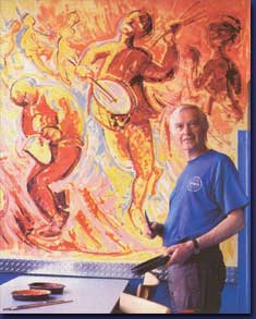 Sigmund Årseth with one of his paintings